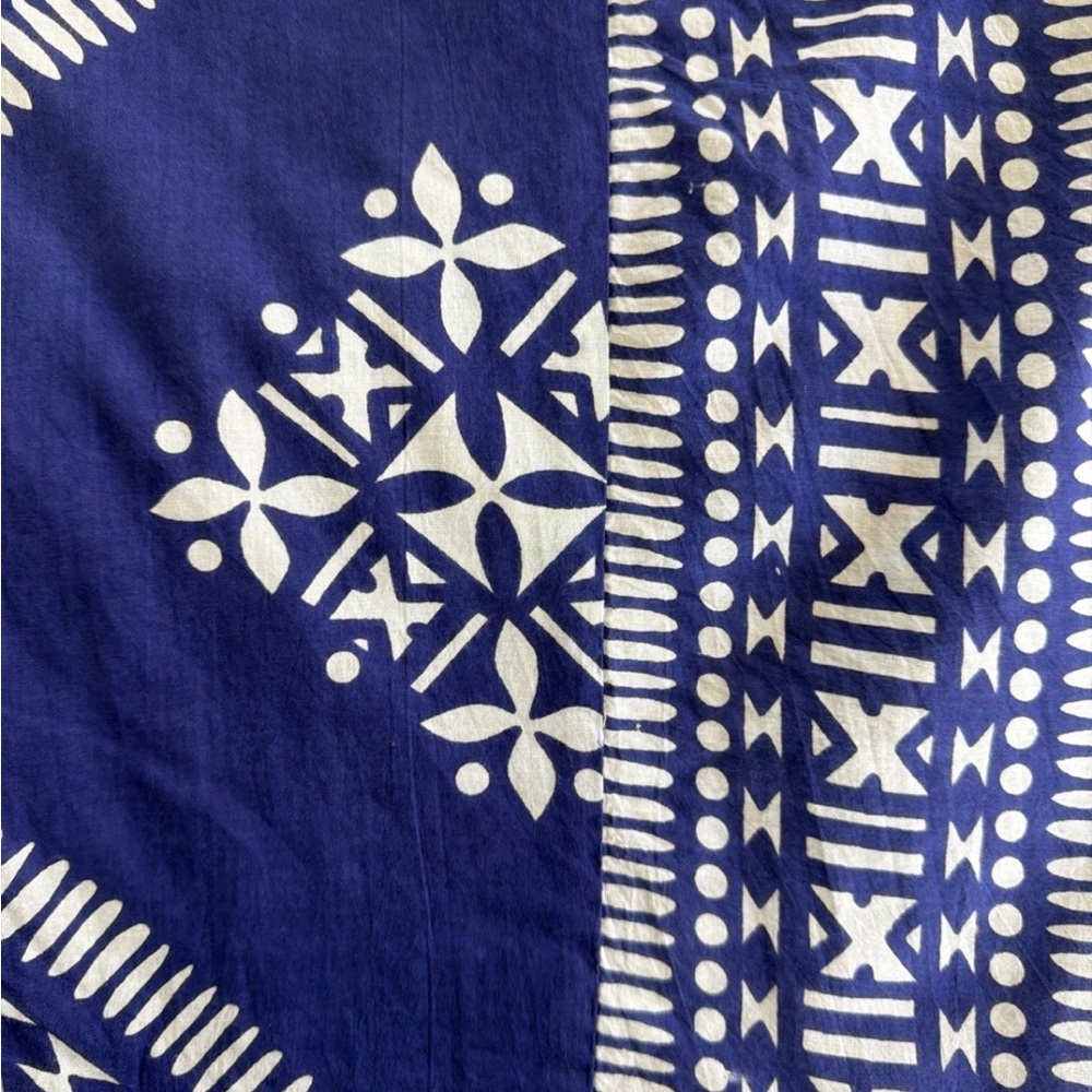 Soft Surroundings Maxi Skirt Blue Geometric Print Size Lg Elastic Waist Bohemian - Picture 6 of 8
